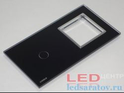 Стеклянная панель для одноклавишного сенсорного выключателя и одной розетки, черный (C7-C1, SR-12)