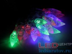 Светодиодная бытовая гирлянда нить  5м, 20LED, AC220V, черн. пр, RGB - Шишки